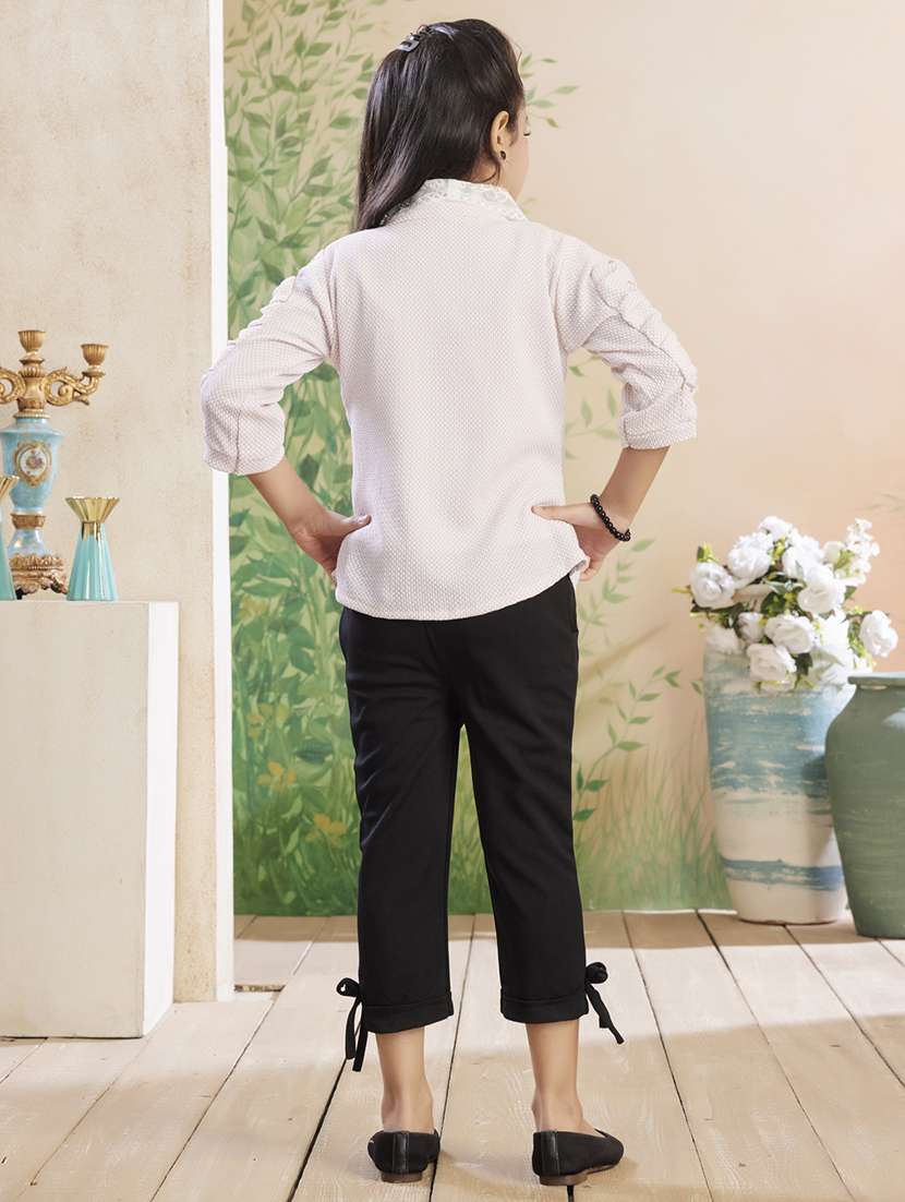 girls solid top & trouser co-ord set - 22026356 -  Standard Image - 4