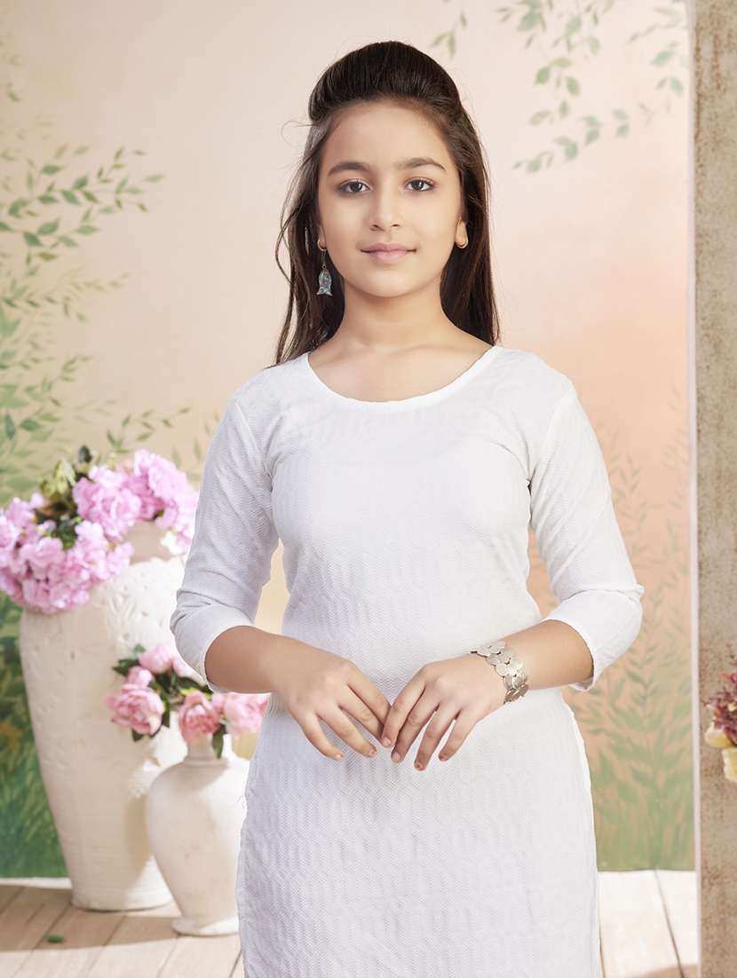 girls solid kurta sharara set with dupatta - 22026360 - Standard Image - 4