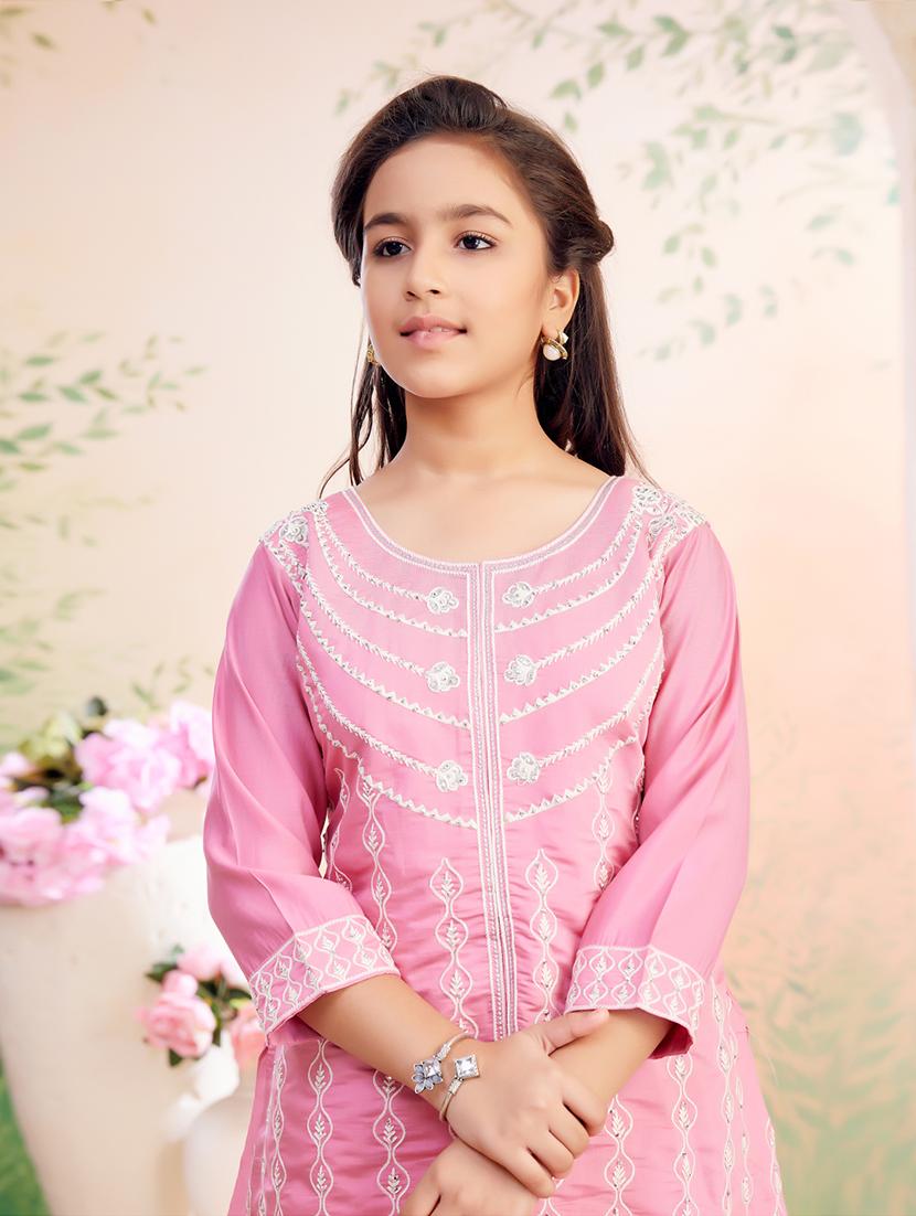 girls embroidered kurta pant set with dupatta - 22026363 -  Standard Image - 1