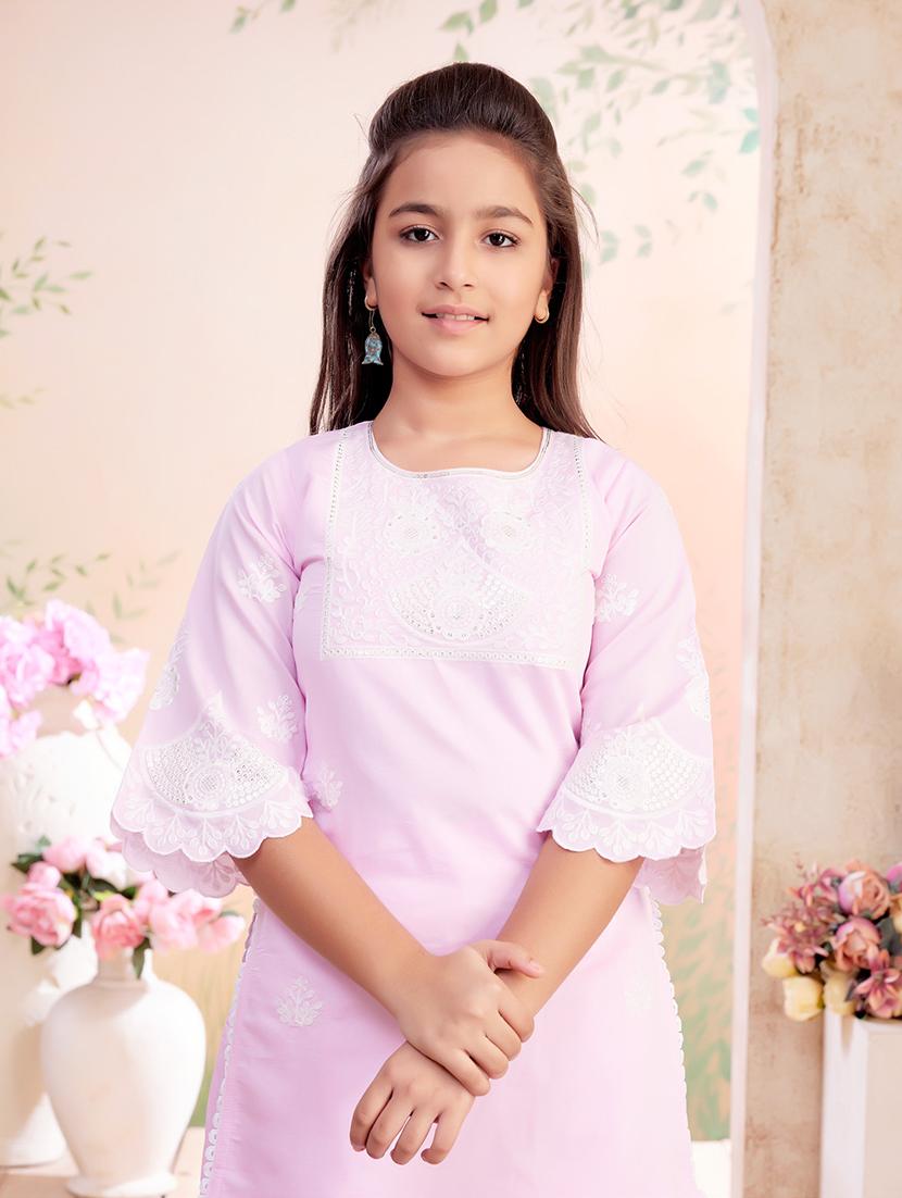 girls embroidered kurta palazzo set with dupatta - 22026364 -  Standard Image - 1
