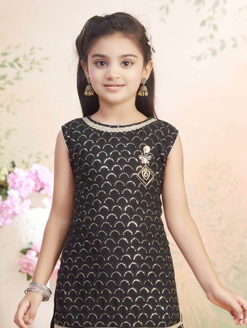 girls embellished kurta salwar set with dupatta - 22026366 -  Standard Image - 1