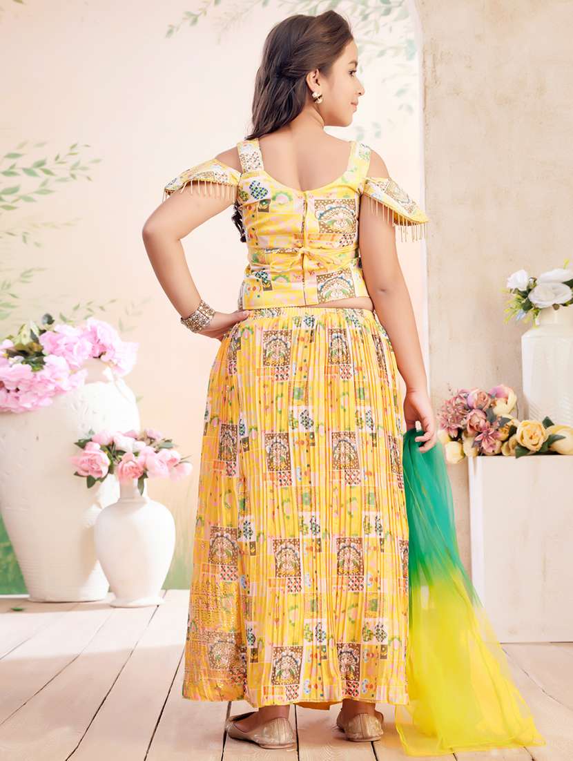girls printed lehenga choli with dupatta - 22026398 - Standard Image - 4