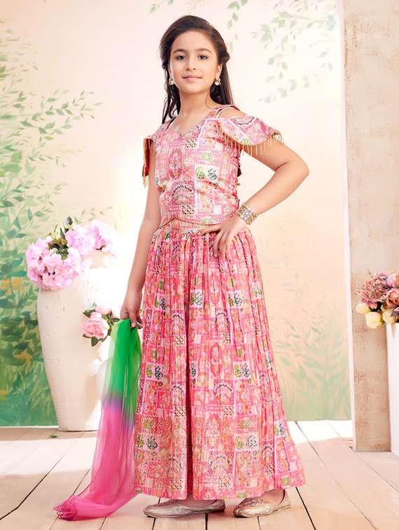 girls printed lehenga choli with dupatta - 22026399 -  Standard Image - 1