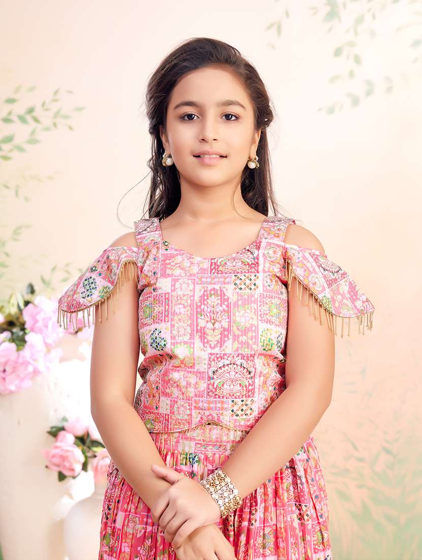 girls printed lehenga choli with dupatta - 22026399 -  Standard Image - 4
