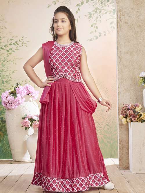 girls embroidered lehenga choli with dupatta - 22026402 -  Standard Image - 0
