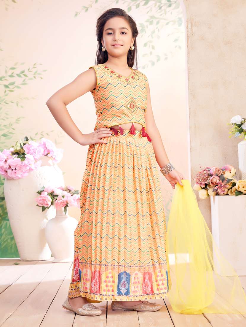 girls printed lehenga choli with dupatta - 22026403 - Standard Image - 1