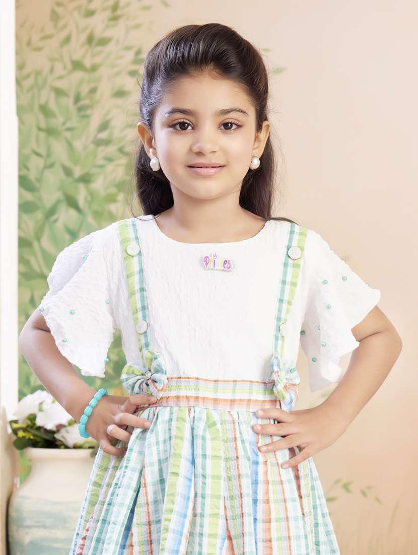 girls checkered flared sleeve fit & flare dress - 22026418 - Standard Image - 4