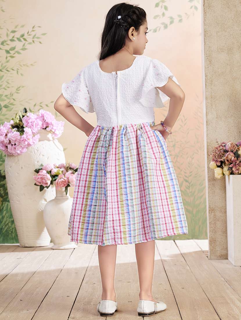girls checkered flared sleeve fit & flare dress - 22026420 - Standard Image - 4