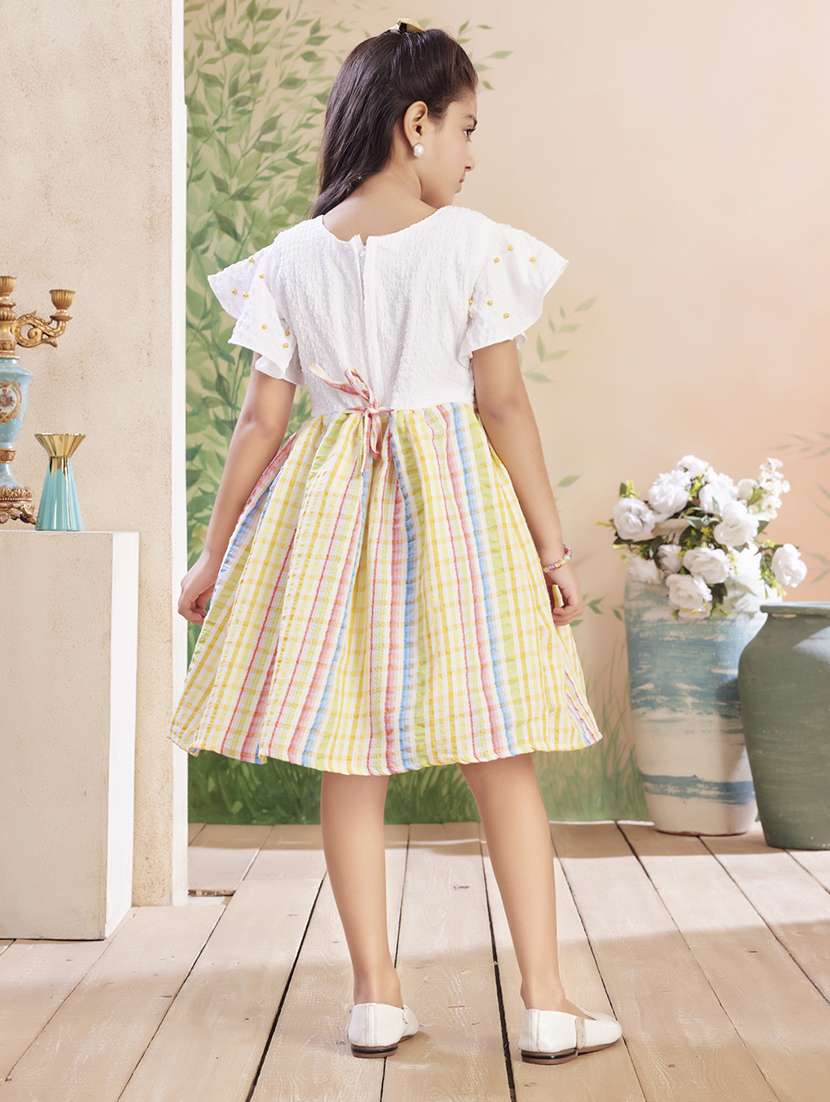 girls checkered flared sleeve fit & flare dress - 22026421 - Standard Image - 4