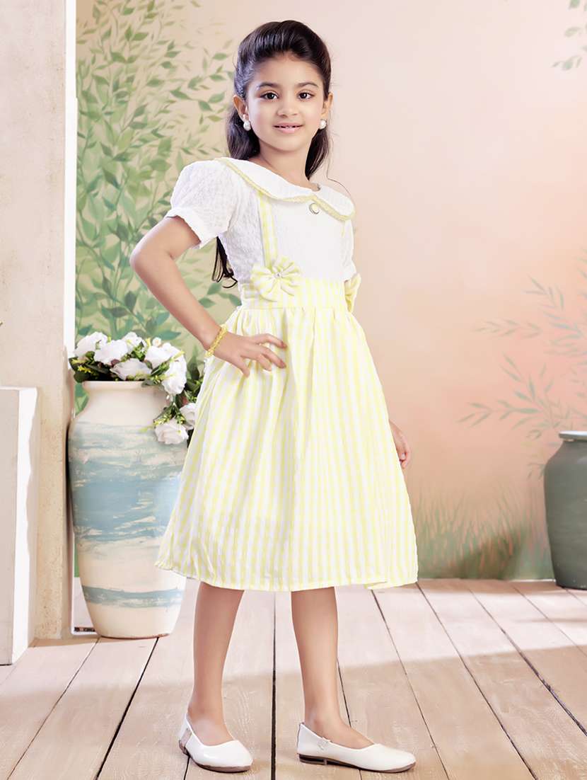 girls checkered puff sleeve fit & flare dress - 22026423 -  Standard Image - 1