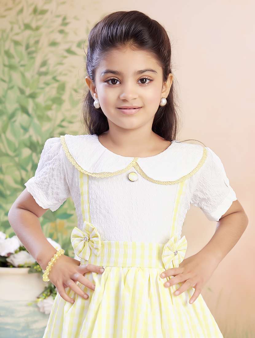 girls checkered puff sleeve fit & flare dress - 22026423 -  Standard Image - 4