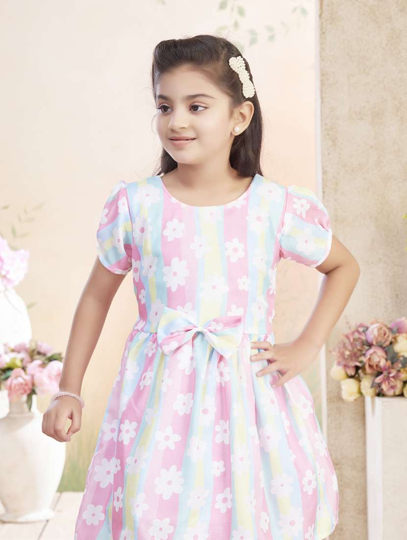 girls printed puff sleeve fit & flare dress - 22026431 -  Standard Image - 4