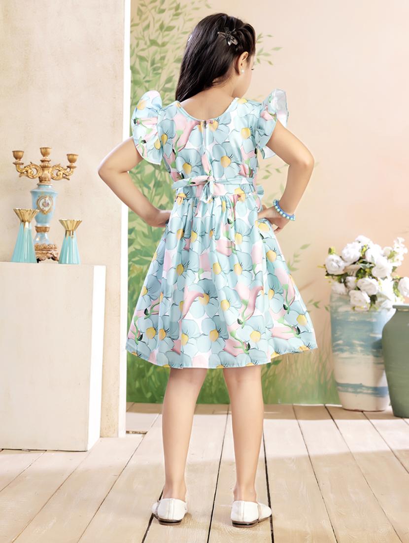 girls printed ruffle sleeve fit & flare dress - 22026435 - Standard Image - 4