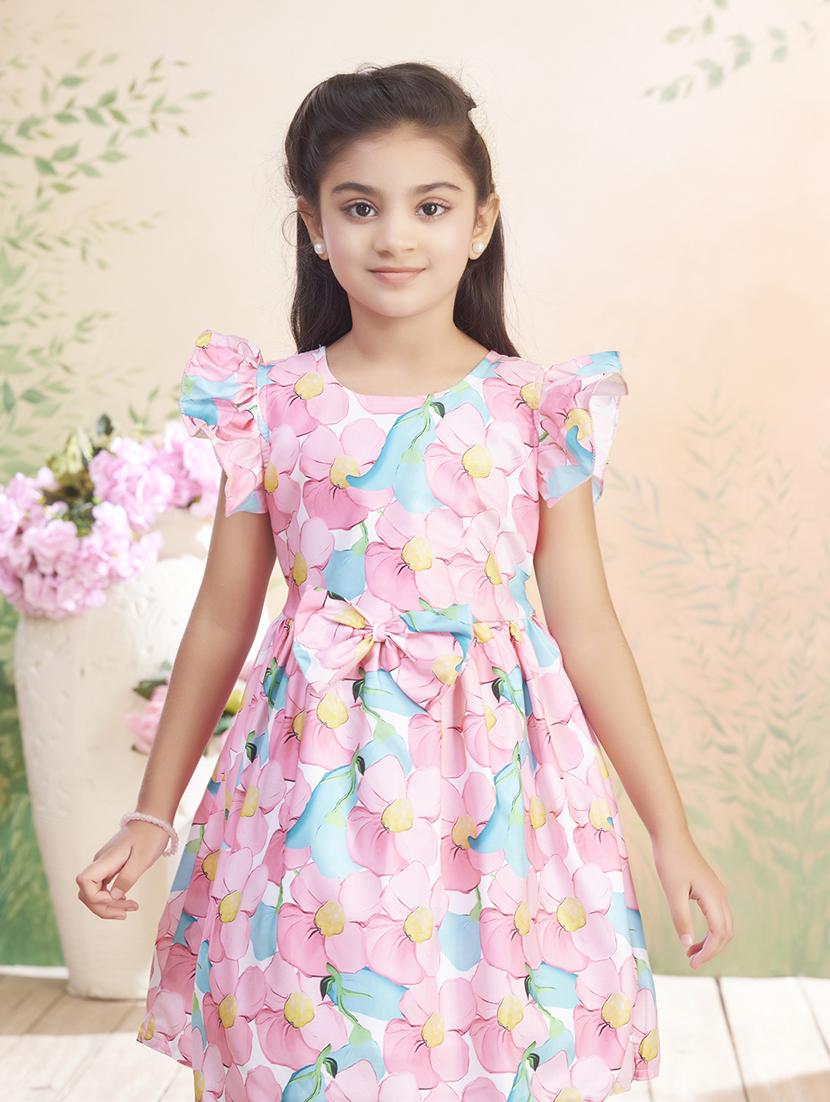 girls printed ruffle sleeve fit & flare dress - 22026437 - Standard Image - 4