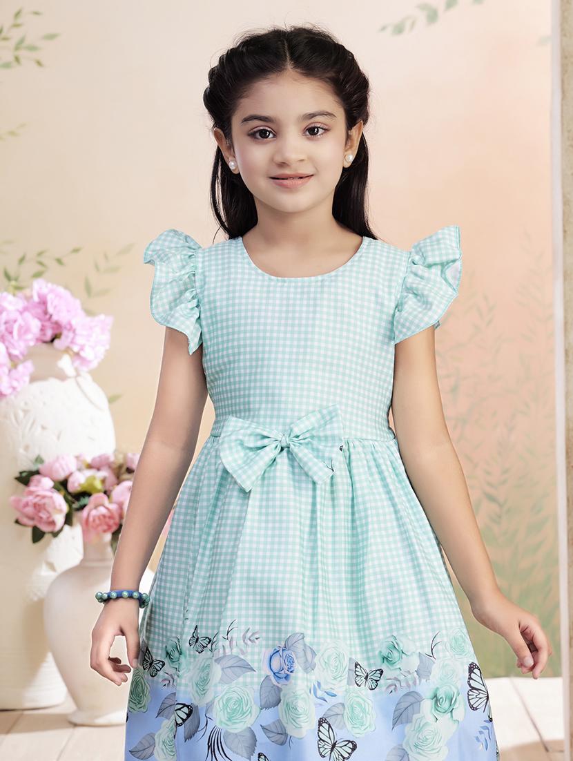 girls printed ruffle sleeve fit & flare dress - 22026438 - Standard Image - 1