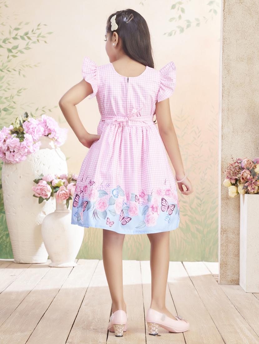girls checkered ruffle sleeve fit & flare dress - 22026440 - Standard Image - 4