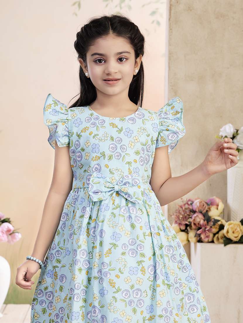 girls printed ruffle sleeve fit & flare dress - 22026441 -  Standard Image - 4
