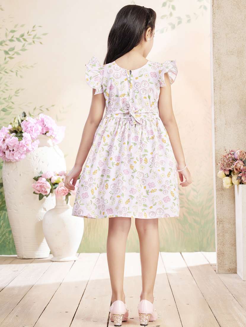 girls printed ruffle sleeve fit & flare dress - 22026442 -  Standard Image - 4