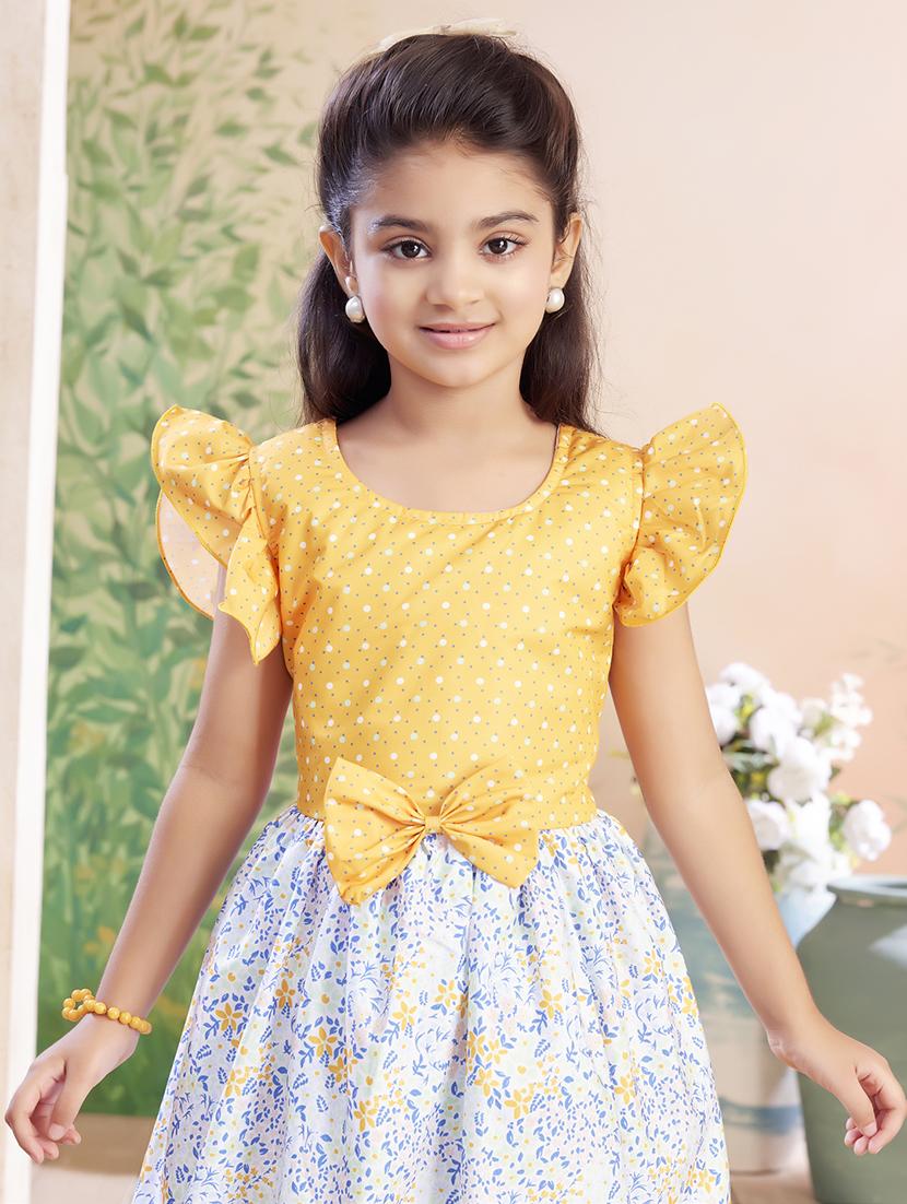 girls printed ruffle sleeve fit & flare dress - 22026444 - Standard Image - 1