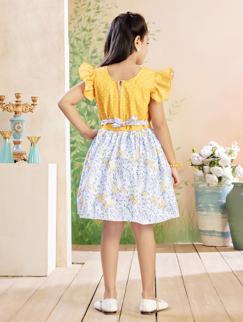 girls printed ruffle sleeve fit & flare dress - 22026444 - Standard Image - 4