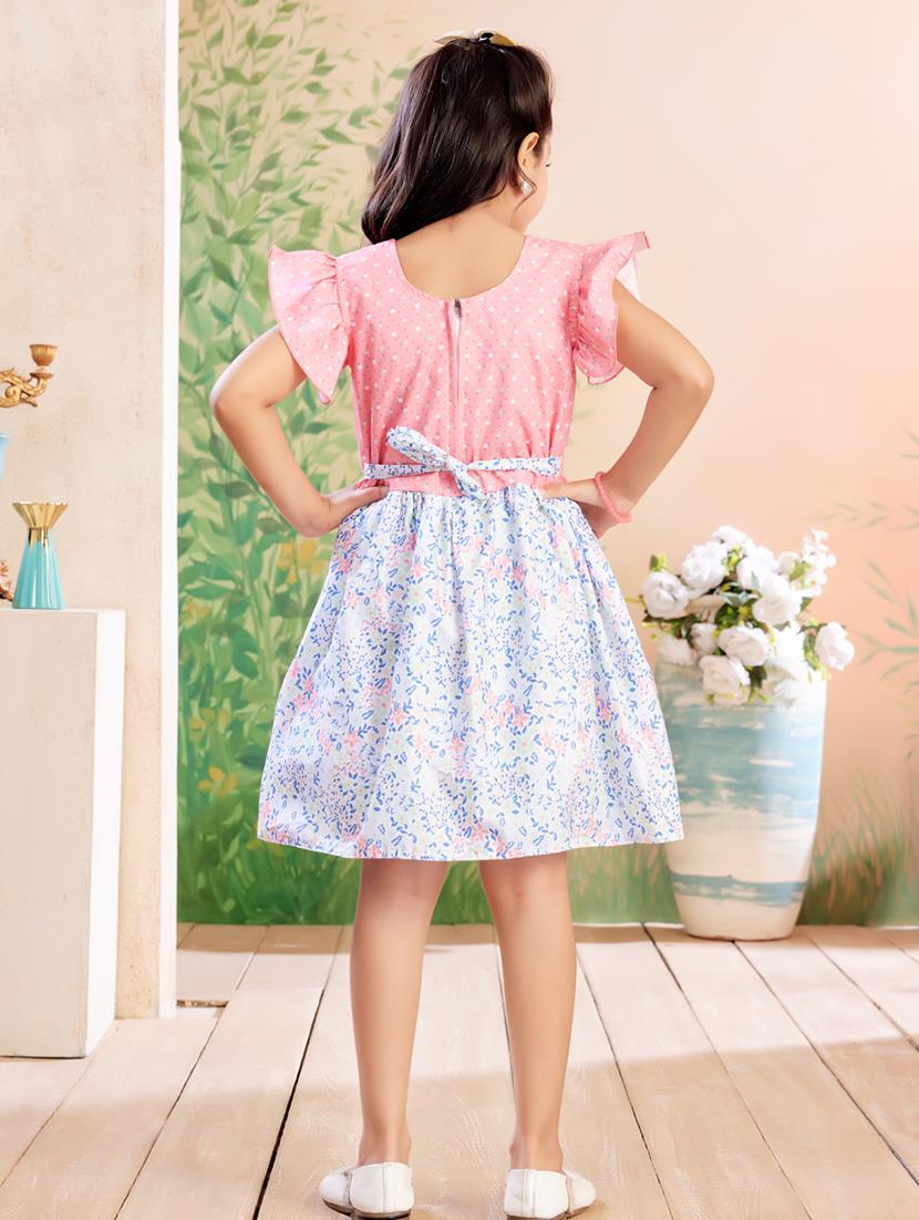 girls printed ruffle sleeve fit & flare dress - 22026445 - Standard Image - 4