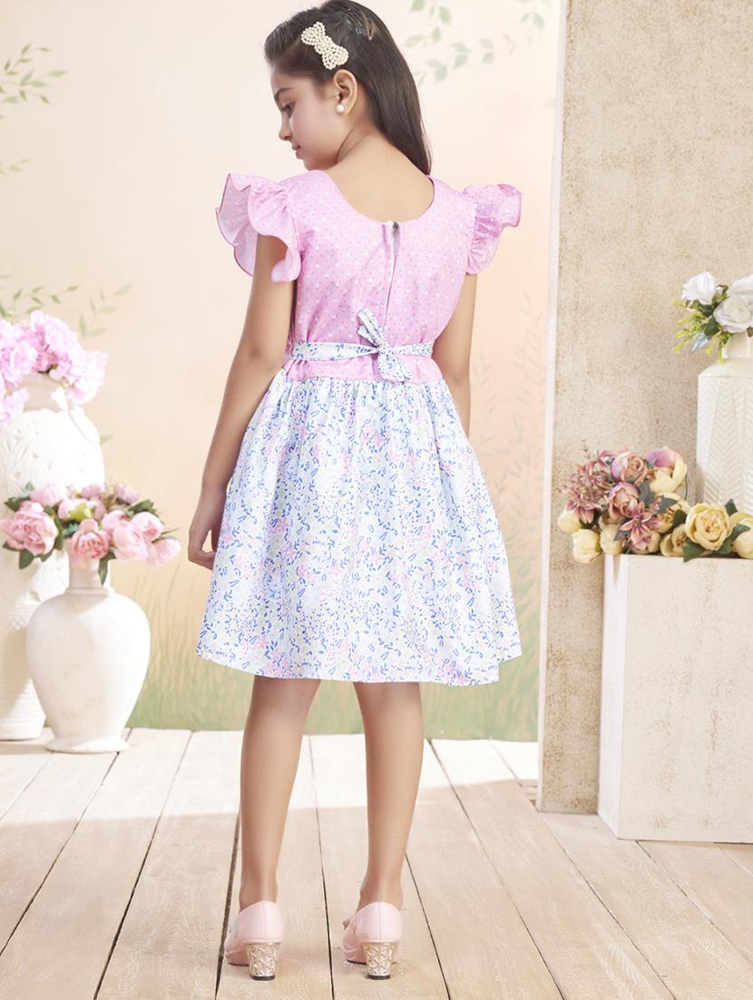 girls printed ruffle sleeve fit & flare dress - 22026446 - Standard Image - 4