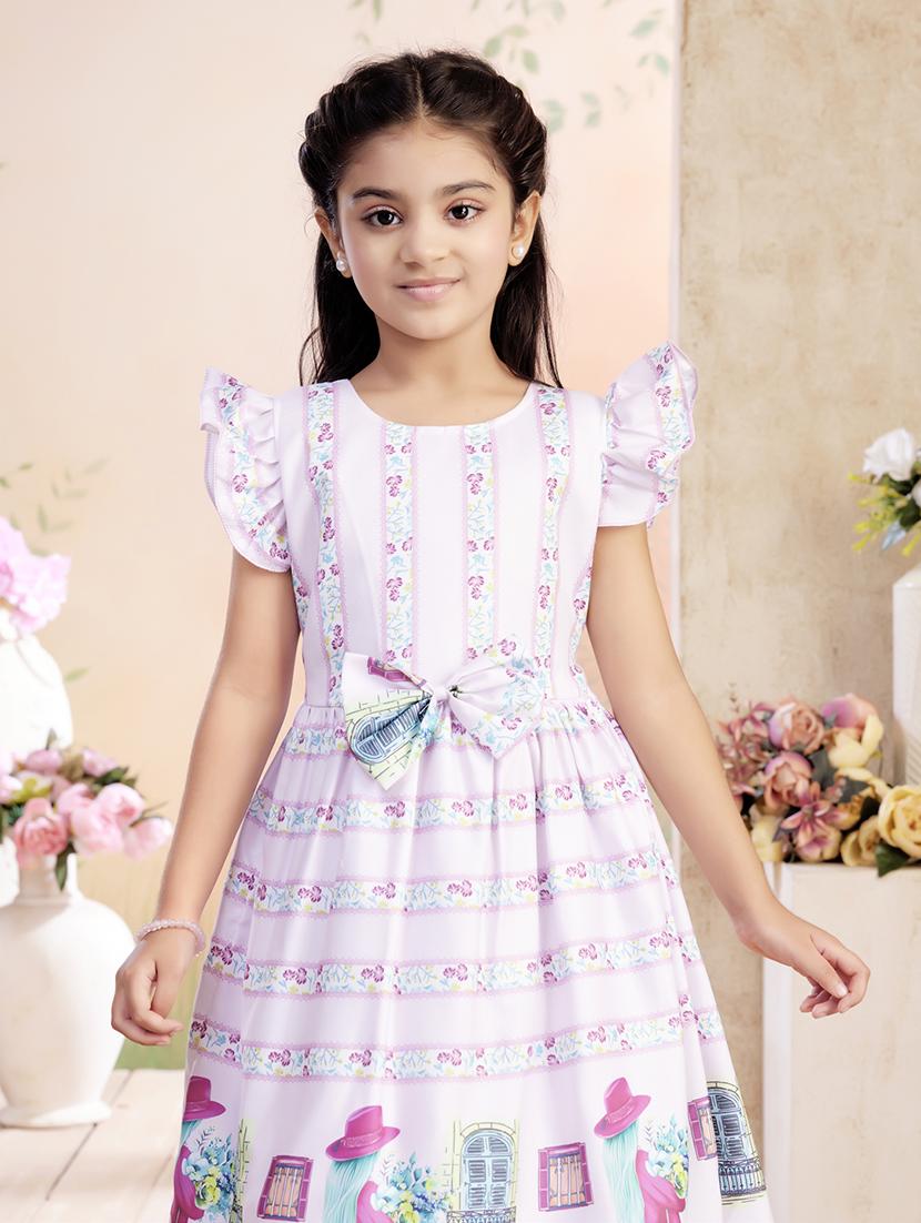 girls printed ruffled sleeve fit & flare dress - 22026447 - Standard Image - 4