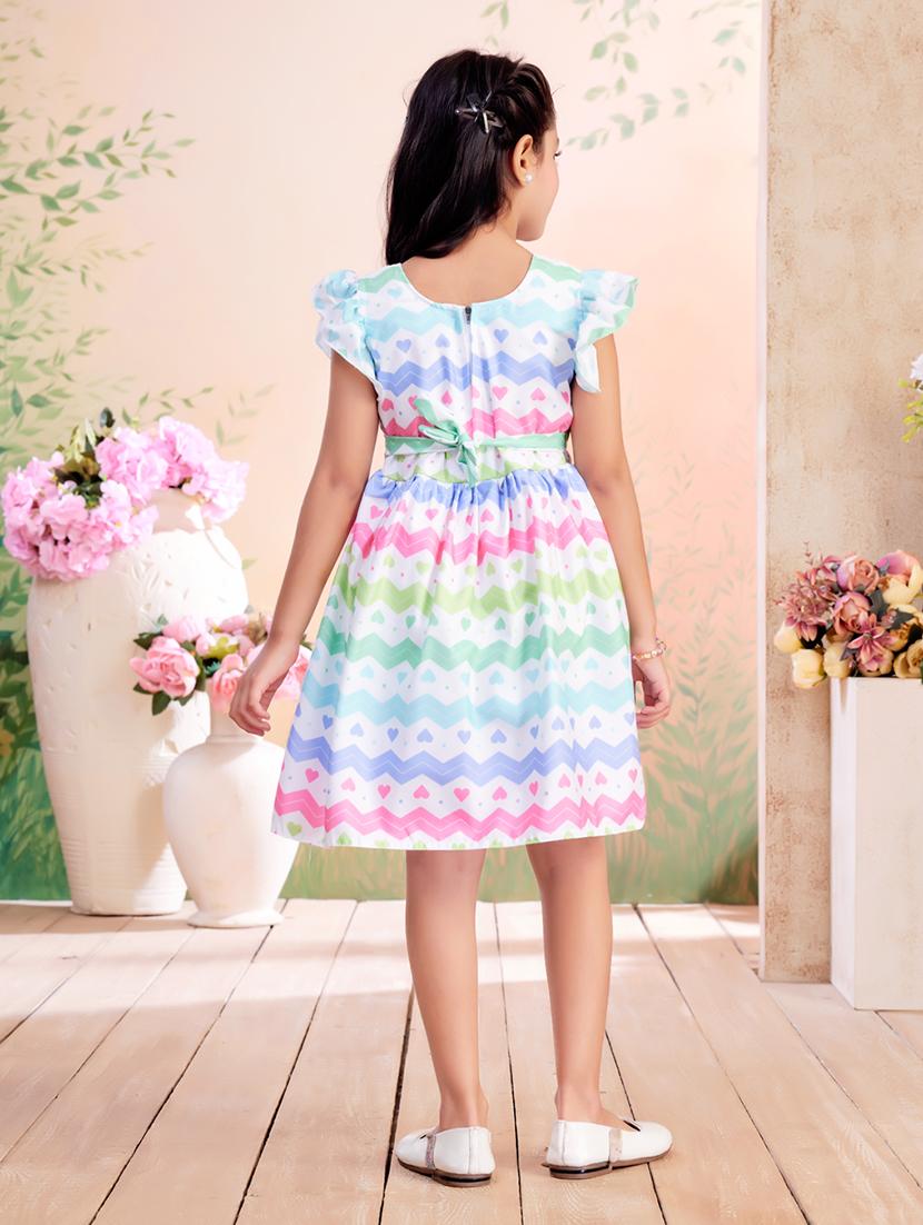 girls printed ruffled sleeve fit & flare dress - 22026450 - Standard Image - 4