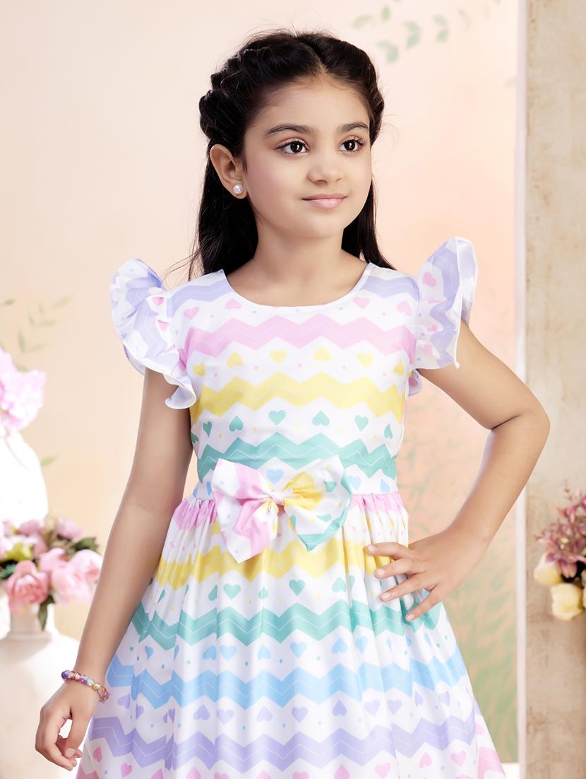 girls printed ruffled sleeve fit & flare dress - 22026451 - Standard Image - 4