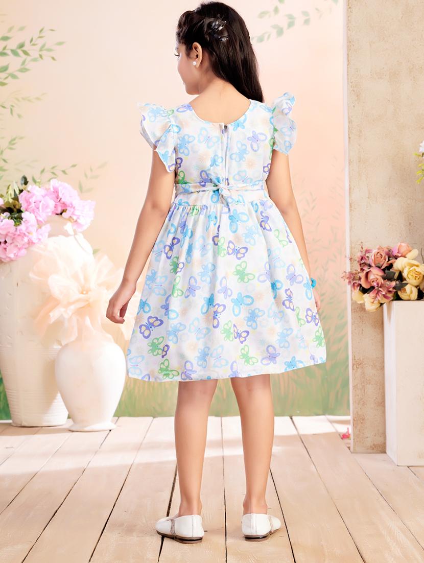girls printed ruffled sleeve fit & flare dress - 22026453 - Standard Image - 4