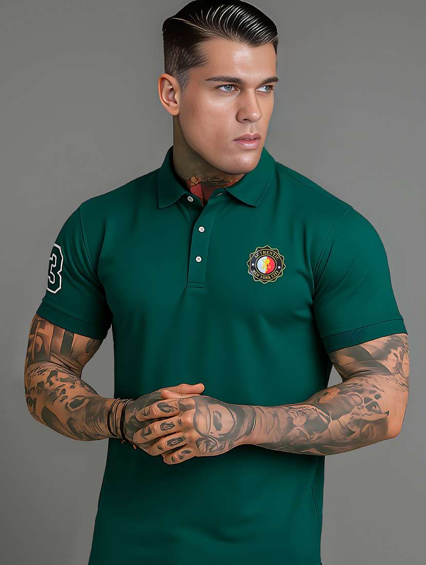 men solid short sleeve regular fit polo t-shirt