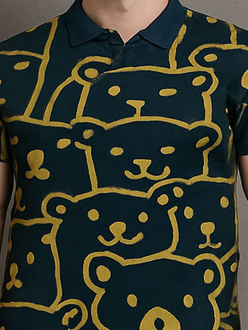 men printed short sleeve regular fit polo t-shirt - 22026525 -  Standard Image - 1