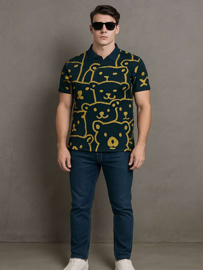 men printed short sleeve regular fit polo t-shirt - 22026525 -  Standard Image - 4