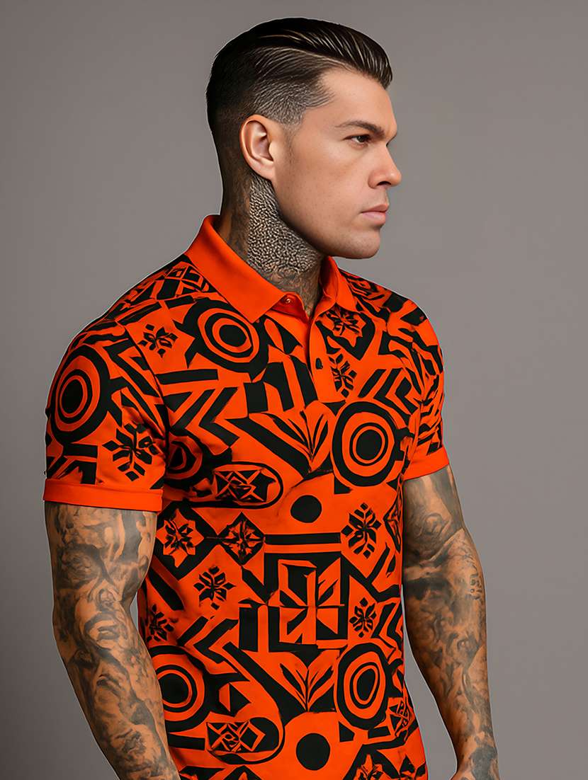 men printed short sleeve regular fit polo t-shirt - 22026528 -  Standard Image - 1