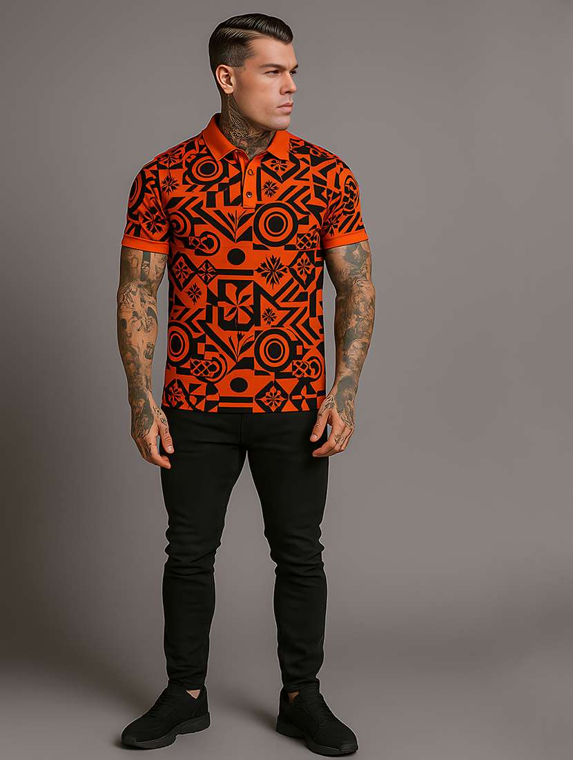 men printed short sleeve regular fit polo t-shirt - 22026528 -  Standard Image - 4