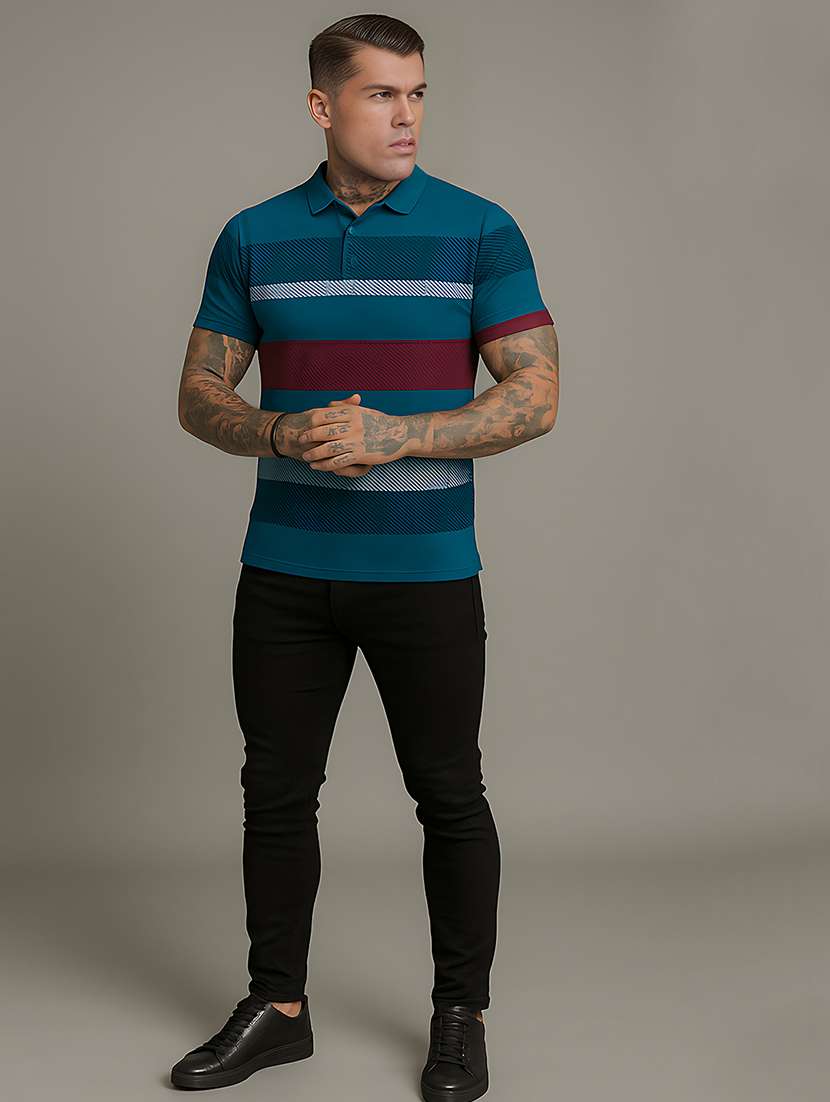 men striped short sleeve regular fit polo t-shirt - 22026531 -  Standard Image - 4