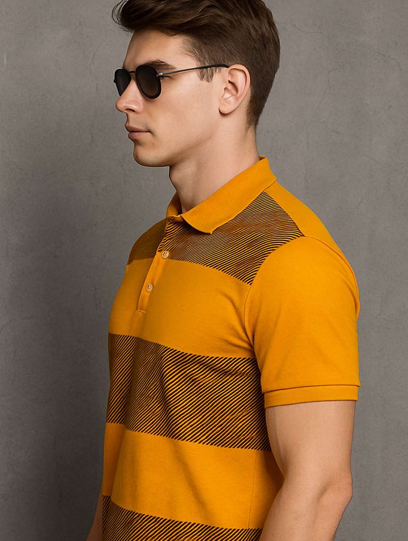 men striped short sleeve regular fit polo t-shirt - 22026535 -  Standard Image - 1