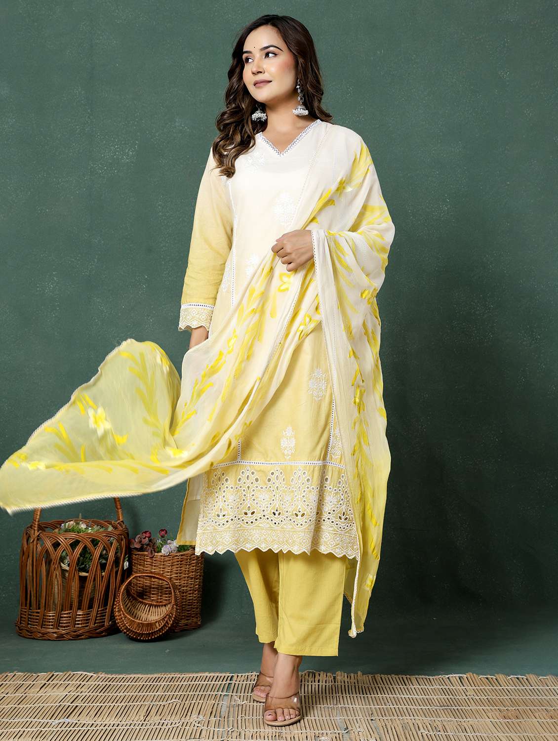 women ombre three quarter sleeve kurta pant with dupatta set - 22026541 -  Standard Image - 1