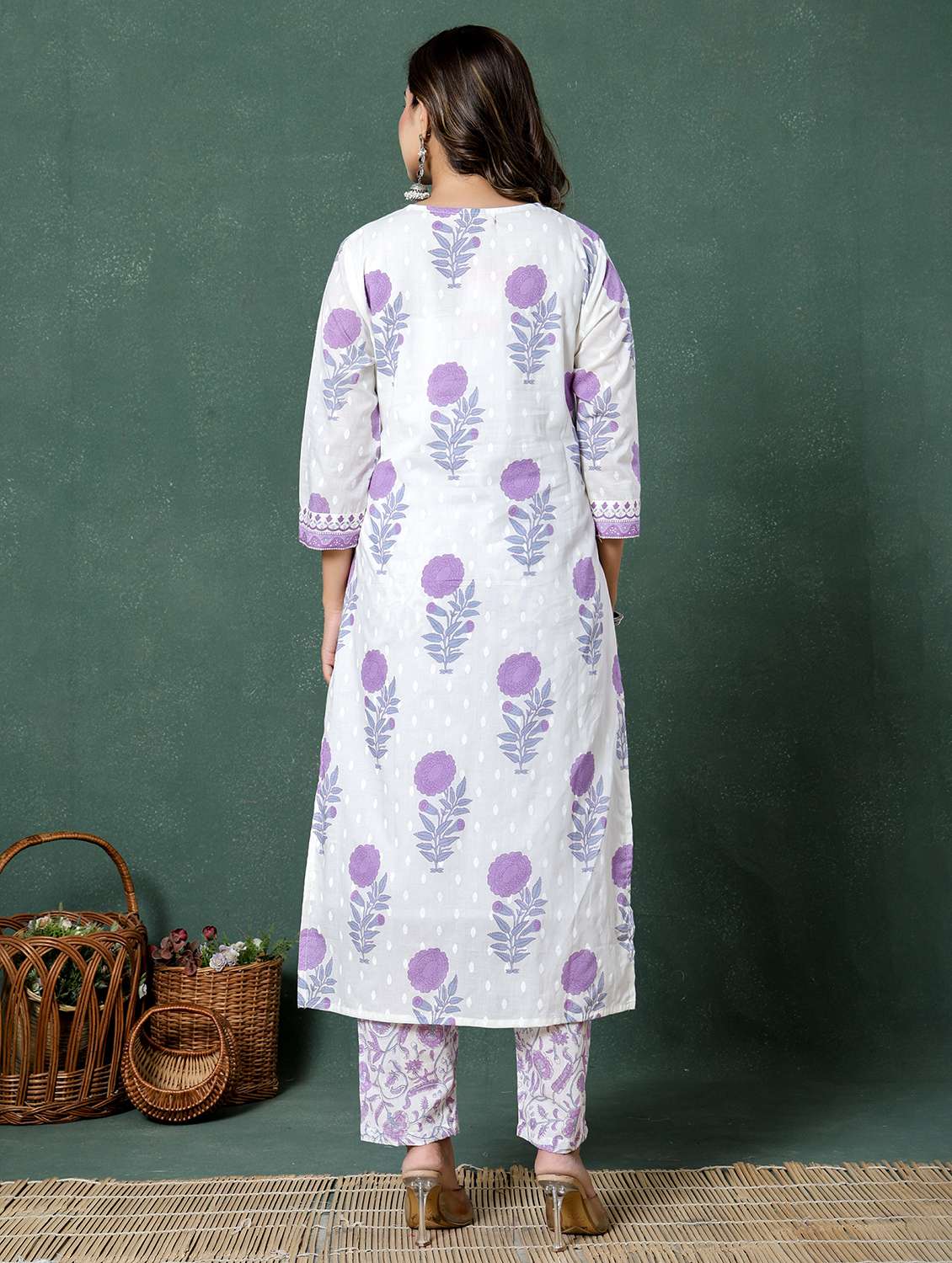 women floral printed three quarter sleeve kurta pant with dupatta set - 22026551 -  Standard Image - 4