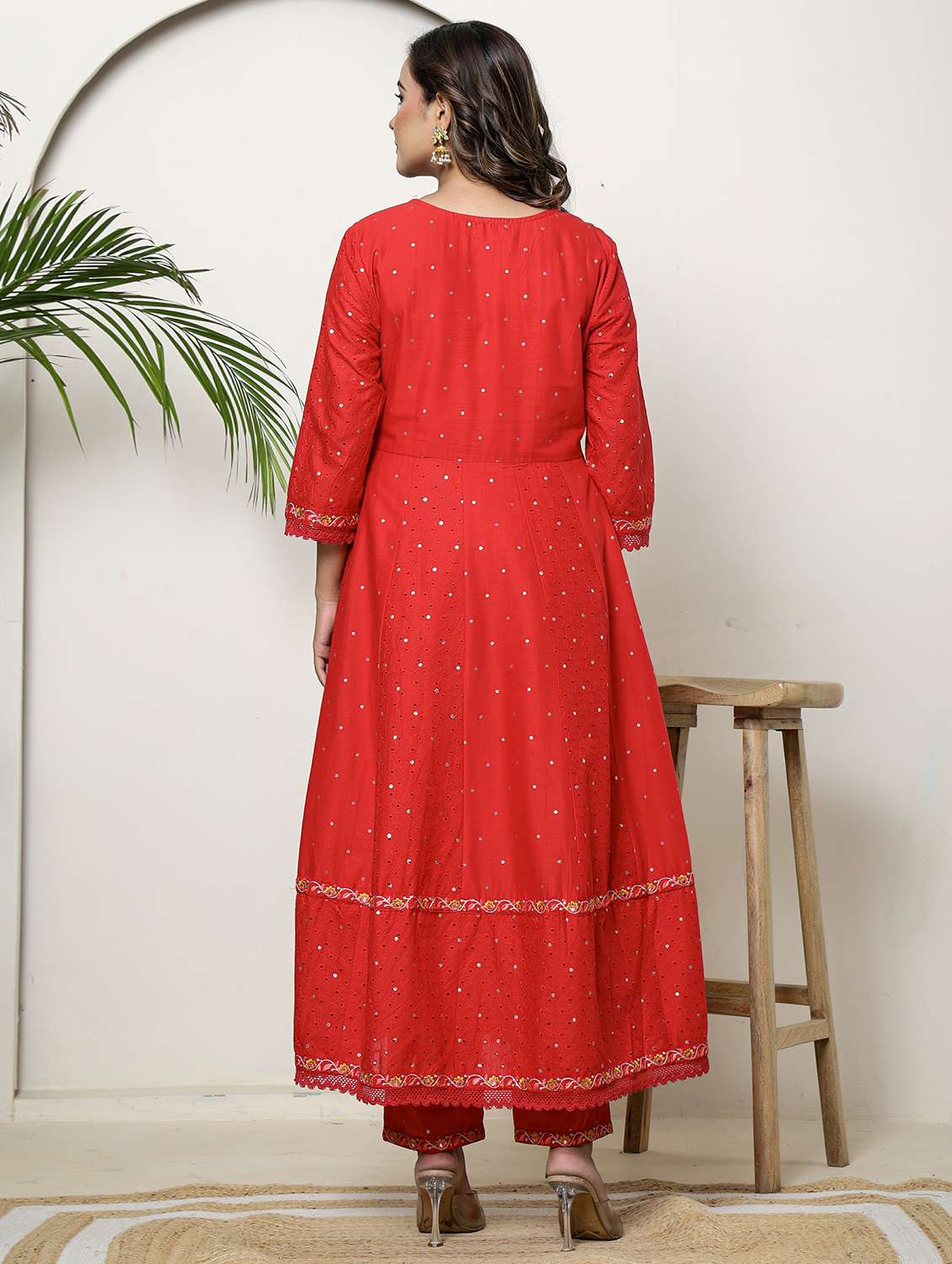 women embroidered three quarter sleeve kurta pant with dupatta set - 22026556 -  Standard Image - 4