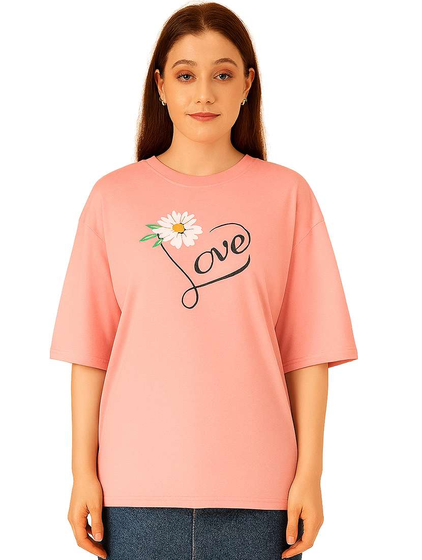 women printed short sleeve oversized t-shirt