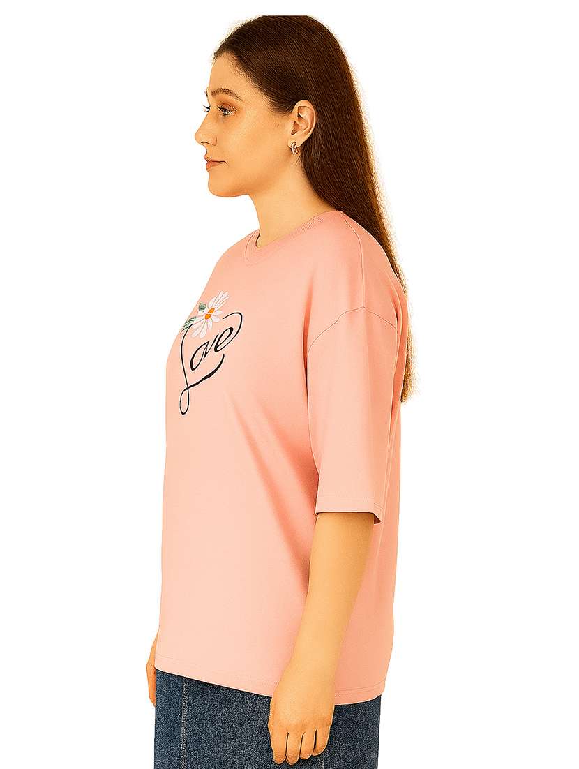 women printed short sleeve oversized t-shirt - 22026596 -  Standard Image - 1
