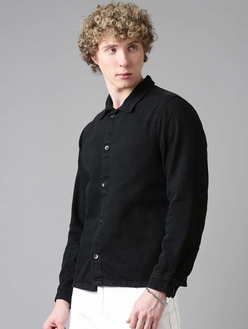 men solid long sleeve regular fit shacket - 22026597 -  Standard Image - 1