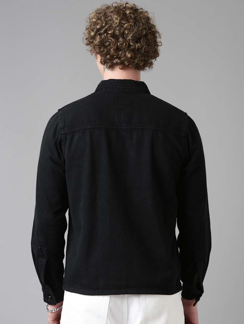 men solid long sleeve regular fit shacket - 22026597 -  Standard Image - 4