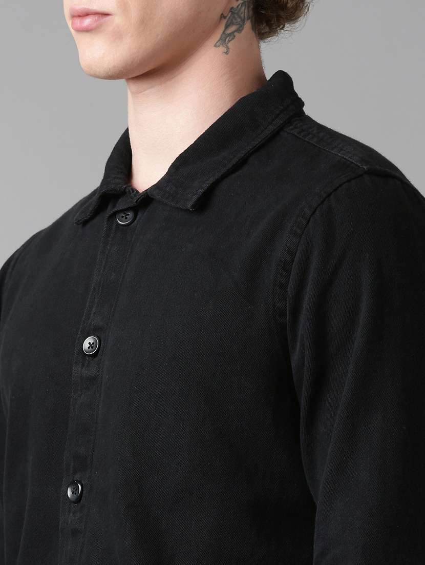 men solid long sleeve regular fit shacket - 22026597 -  Standard Image - 6