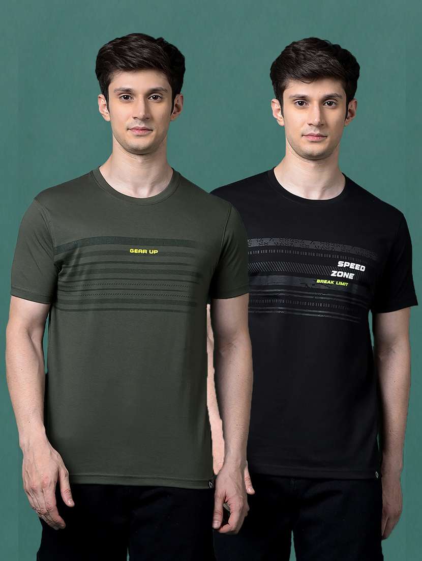 men pack of 2 printed short sleeve regular fit t-shirt