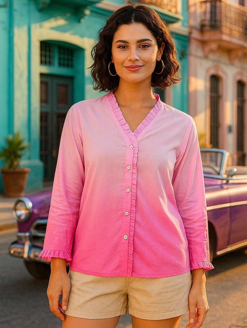 women ombre print regular fit shirt