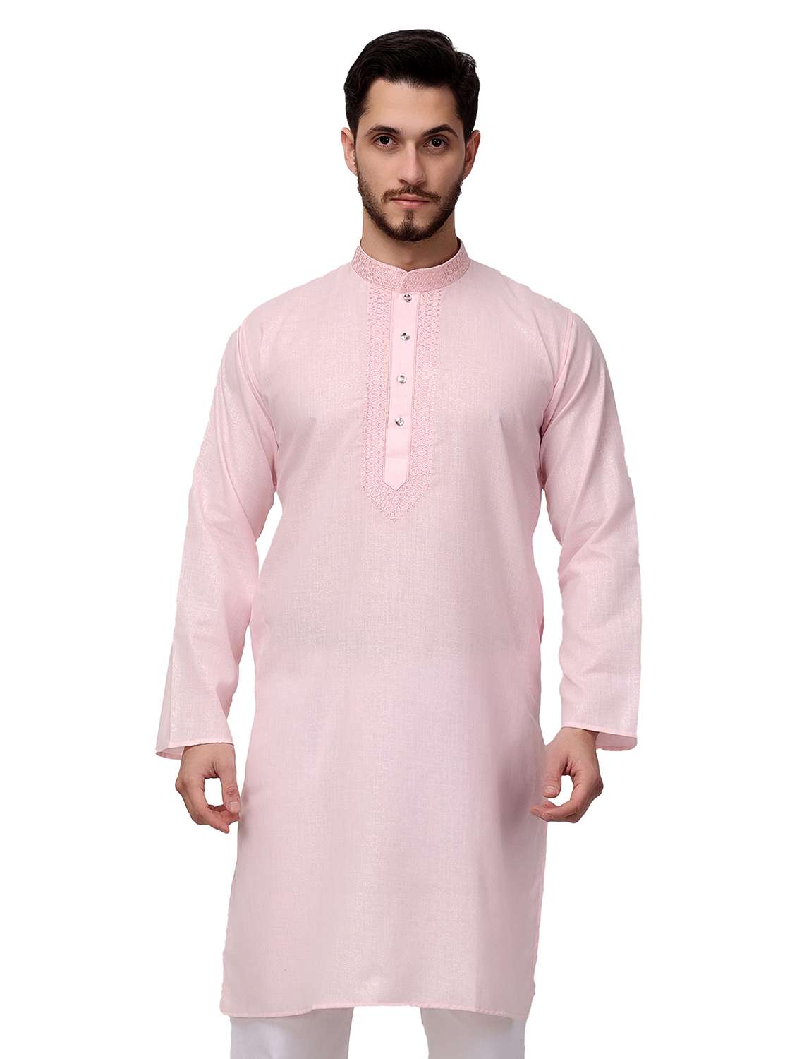 men solid mandarin neck long kurta - 22026639 -  Standard Image - 1