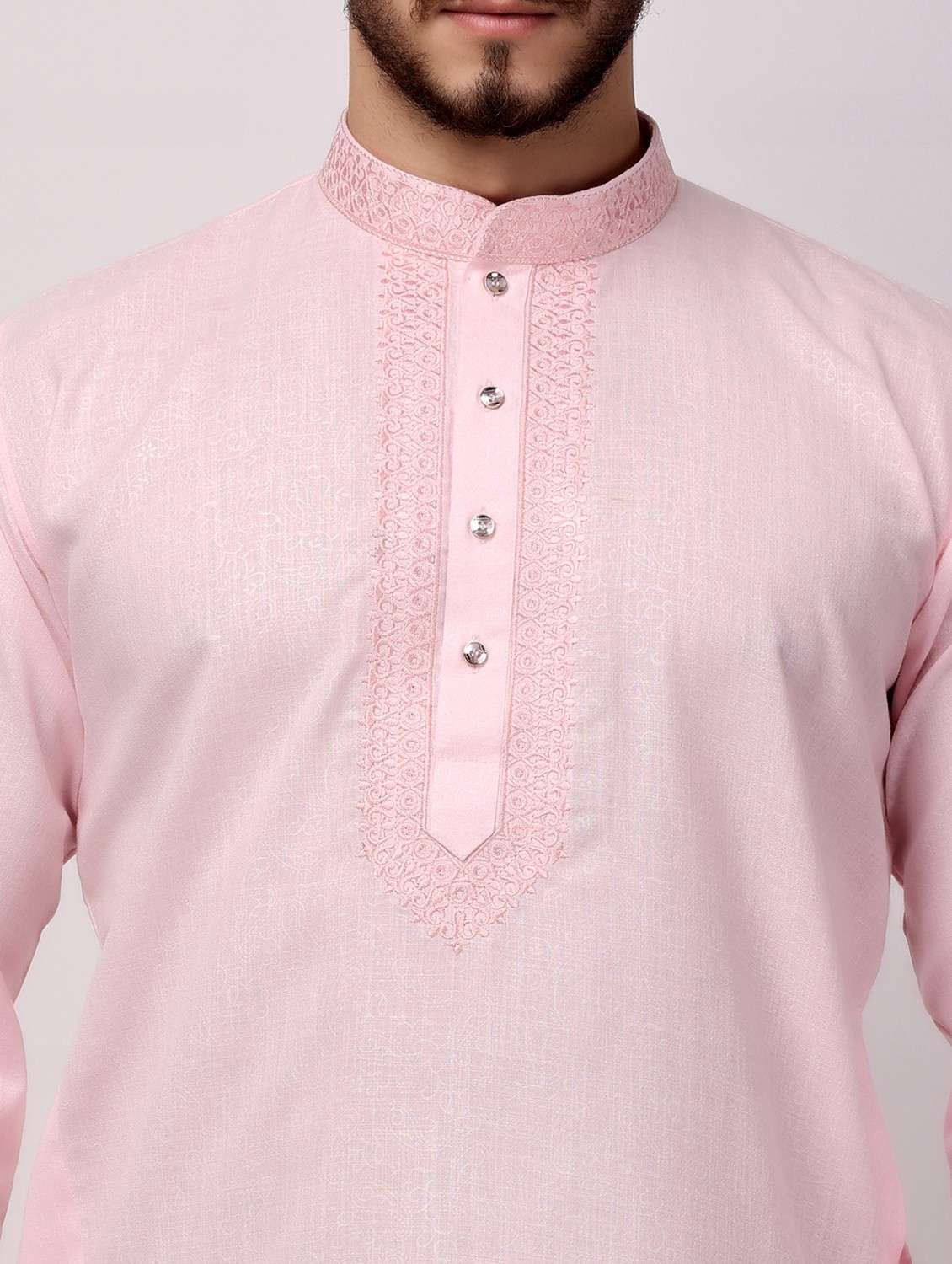 men solid mandarin neck long kurta - 22026639 -  Standard Image - 4