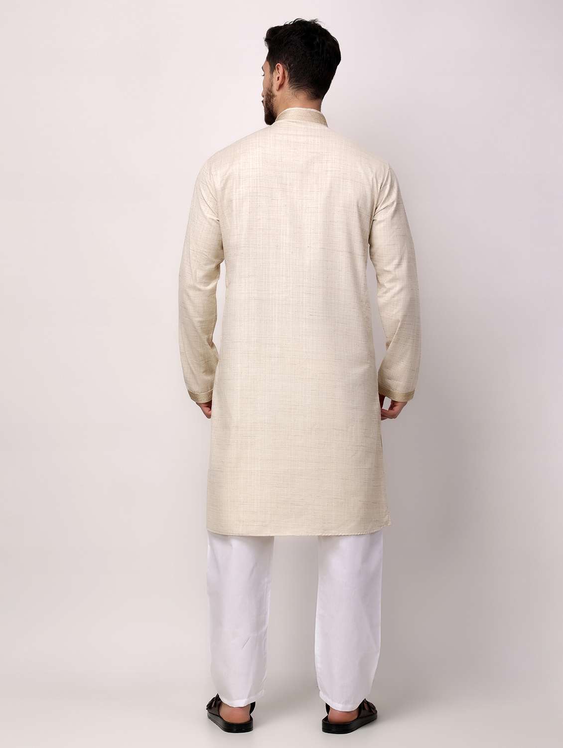 men mandarin neck kurta pyjama ethnic wear set - 22026657 - Standard Image - 4